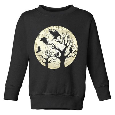 Gothic Animal Forest Bird Raven Creepy Night Moonlight Crow Toddler Sweatshirt