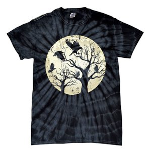 Gothic Animal Forest Bird Raven Creepy Night Moonlight Crow Tie-Dye T-Shirt