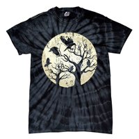 Gothic Animal Forest Bird Raven Creepy Night Moonlight Crow Tie-Dye T-Shirt