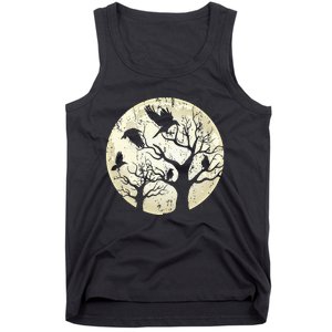 Gothic Animal Forest Bird Raven Creepy Night Moonlight Crow Tank Top