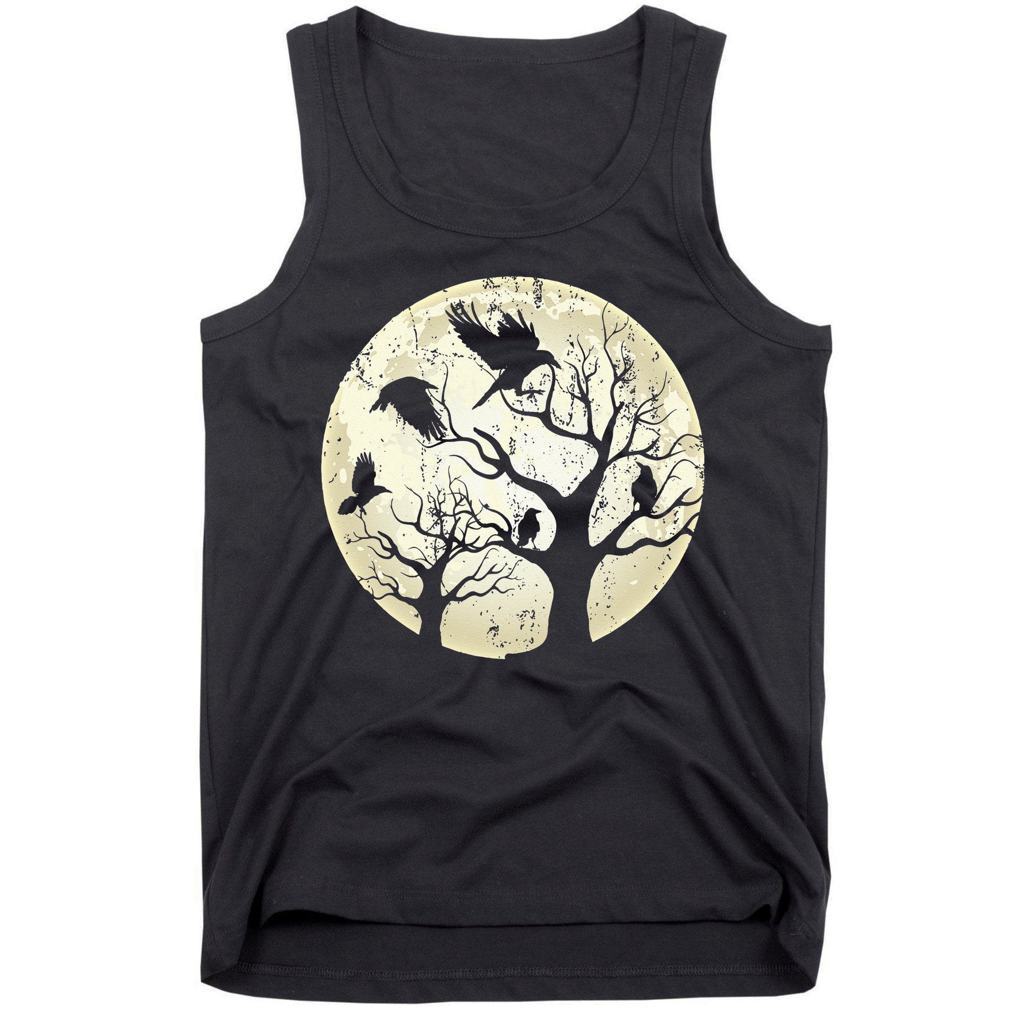 Gothic Animal Forest Bird Raven Creepy Night Moonlight Crow Tank Top