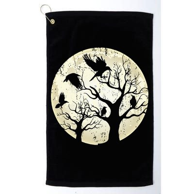 Gothic Animal Forest Bird Raven Creepy Night Moonlight Crow Golf Towel