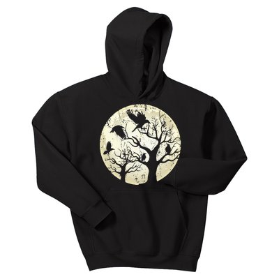 Gothic Animal Forest Bird Raven Creepy Night Moonlight Crow Kids Hoodie