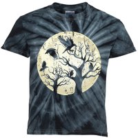 Gothic Animal Forest Bird Raven Creepy Night Moonlight Crow Kids Tie-Dye T-Shirt