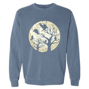 Gothic Animal Forest Bird Raven Creepy Night Moonlight Crow Garment-Dyed Sweatshirt