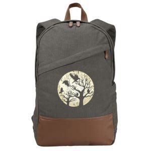 Gothic Animal Forest Bird Raven Creepy Night Moonlight Crow Cotton Canvas Backpack