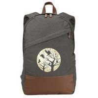Gothic Animal Forest Bird Raven Creepy Night Moonlight Crow Cotton Canvas Backpack