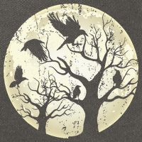 Gothic Animal Forest Bird Raven Creepy Night Moonlight Crow Cotton Canvas Backpack