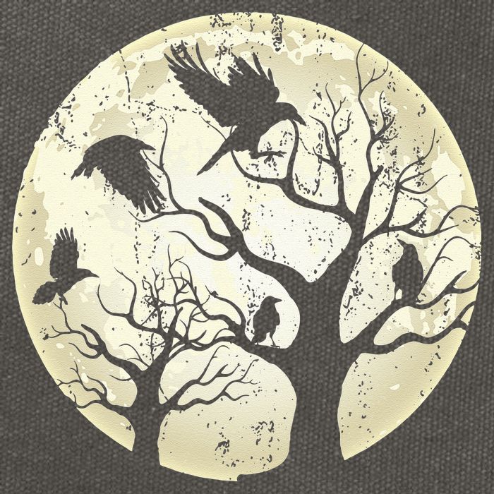Gothic Animal Forest Bird Raven Creepy Night Moonlight Crow Cotton Canvas Backpack