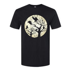 Gothic Animal Forest Bird Raven Creepy Night Moonlight Crow Softstyle CVC T-Shirt