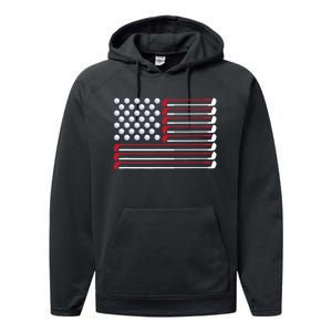 Golf American Flag Golf Player Lover Golfing Golfer Performance Fleece Hoodie