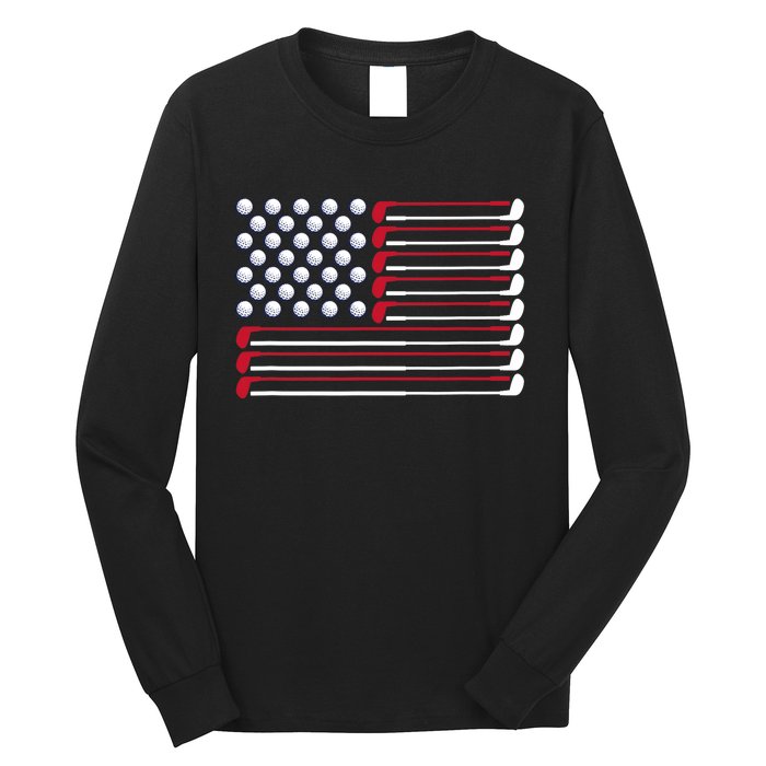 Golf American Flag Golf Player Lover Golfing Golfer Long Sleeve Shirt