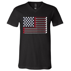 Golf American Flag Golf Player Lover Golfing Golfer V-Neck T-Shirt