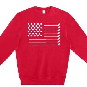 Golf American Flag Golf Player Lover Golfing Golfer Premium Crewneck Sweatshirt