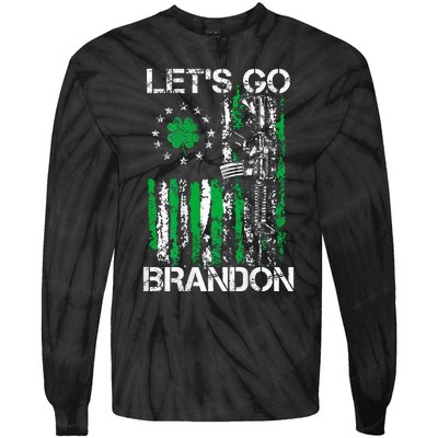 Gun American Flag Patriots LetS Go Brandon St Patricks Day Tie-Dye Long Sleeve Shirt