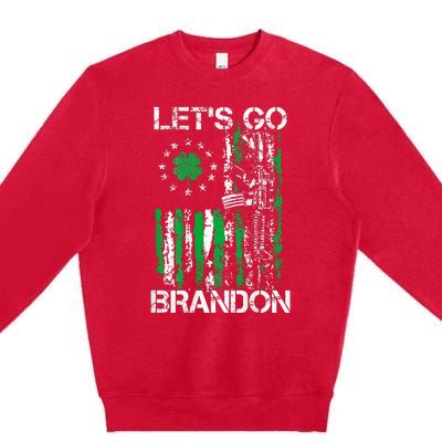 Gun American Flag Patriots LetS Go Brandon St Patricks Day Premium Crewneck Sweatshirt