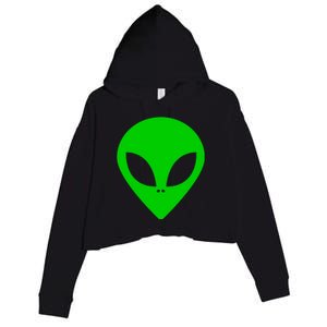 Green Alien Face Green Crop Fleece Hoodie