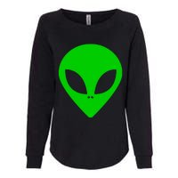 Green Alien Face Green Womens California Wash Sweatshirt