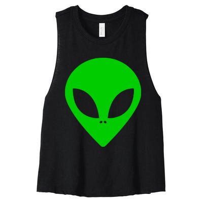 Green Alien Face Green Women's Racerback Cropped Tank