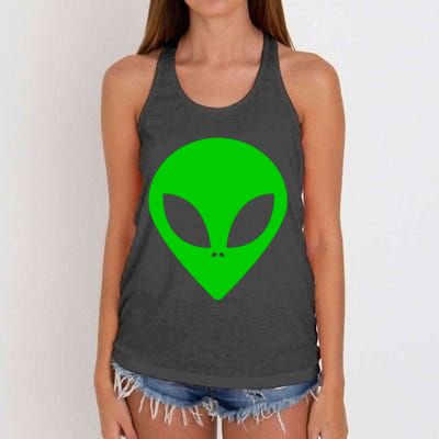 Green Alien Face Green Women's Knotted Racerback Tank