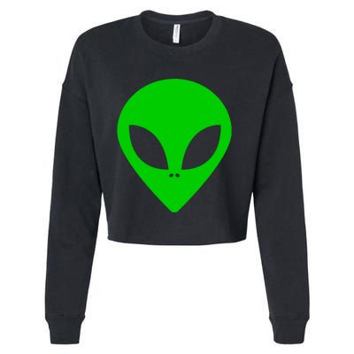 Green Alien Face Green Cropped Pullover Crew