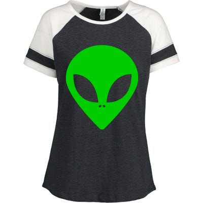 Green Alien Face Green Enza Ladies Jersey Colorblock Tee