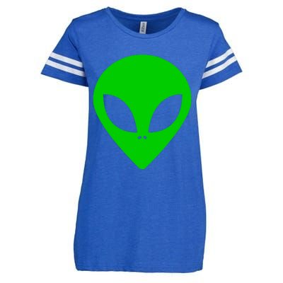 Green Alien Face Green Enza Ladies Jersey Football T-Shirt