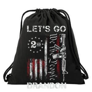 Gun American Flag Patriots Lets Go Brandon Drawstring Bag