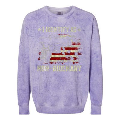 Gun American Flag Funny I Identify As NonBidenary  Colorblast Crewneck Sweatshirt