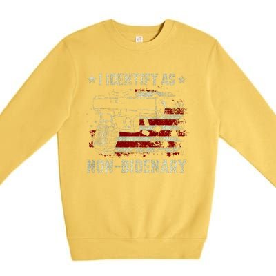 Gun American Flag Funny I Identify As NonBidenary  Premium Crewneck Sweatshirt