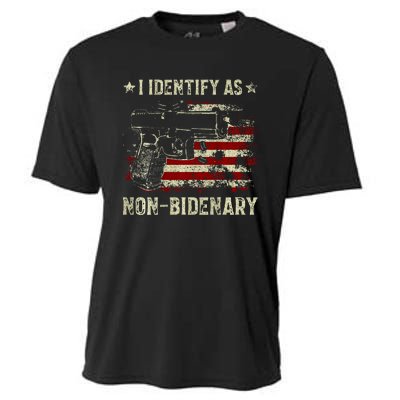 Gun American Flag Funny I Identify As NonBidenary  Cooling Performance Crew T-Shirt