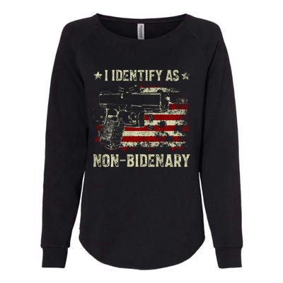 Gun American Flag Funny I Identify As NonBidenary  Womens California Wash Sweatshirt