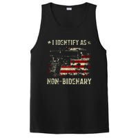 Gun American Flag Funny I Identify As NonBidenary  PosiCharge Competitor Tank