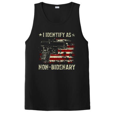 Gun American Flag Funny I Identify As NonBidenary  PosiCharge Competitor Tank