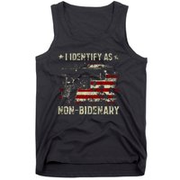 Gun American Flag Funny I Identify As NonBidenary  Tank Top