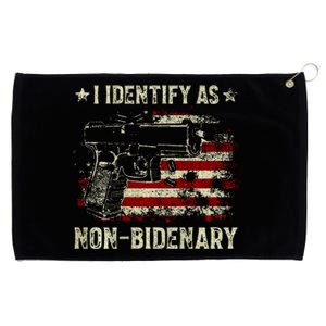 Gun American Flag Funny I Identify As NonBidenary  Grommeted Golf Towel