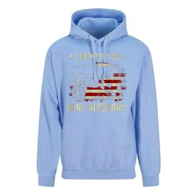 Gun American Flag Funny I Identify As NonBidenary  Unisex Surf Hoodie