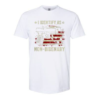 Gun American Flag Funny I Identify As NonBidenary  Softstyle CVC T-Shirt