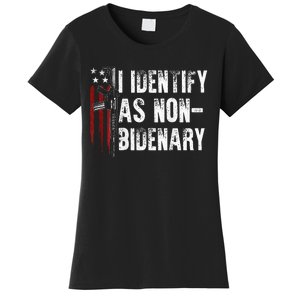 Gun American Flag I Identify As Non Bidenary Women's T-Shirt