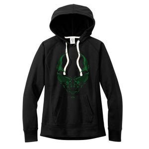 Green Alien Face Halloween Costume Funny Women's Fleece Hoodie