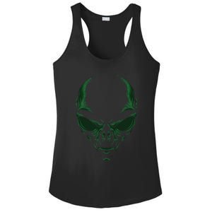 Green Alien Face Halloween Costume Funny Ladies PosiCharge Competitor Racerback Tank