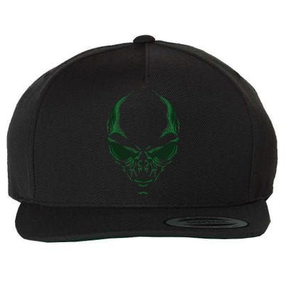 Green Alien Face Halloween Costume Funny Wool Snapback Cap