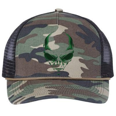 Green Alien Face Halloween Costume Funny Retro Rope Trucker Hat Cap