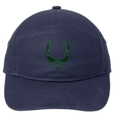 Green Alien Face Halloween Costume Funny 7-Panel Snapback Hat