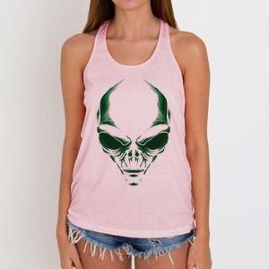 Green Alien Face Halloween Costume Funny Women's Knotted Racerback Tank