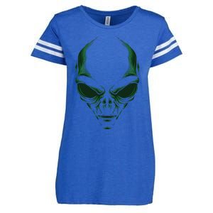 Green Alien Face Halloween Costume Funny Enza Ladies Jersey Football T-Shirt