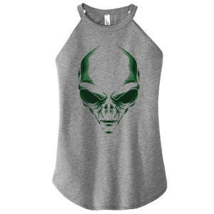 Green Alien Face Halloween Costume Funny Women's Perfect Tri Rocker Tank