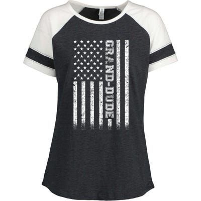 Granddude American Flag Great Gift Enza Ladies Jersey Colorblock Tee