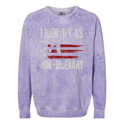 Gun American Flag I Identify As NonBidenary Colorblast Crewneck Sweatshirt