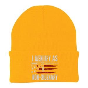 Gun American Flag I Identify As NonBidenary Knit Cap Winter Beanie